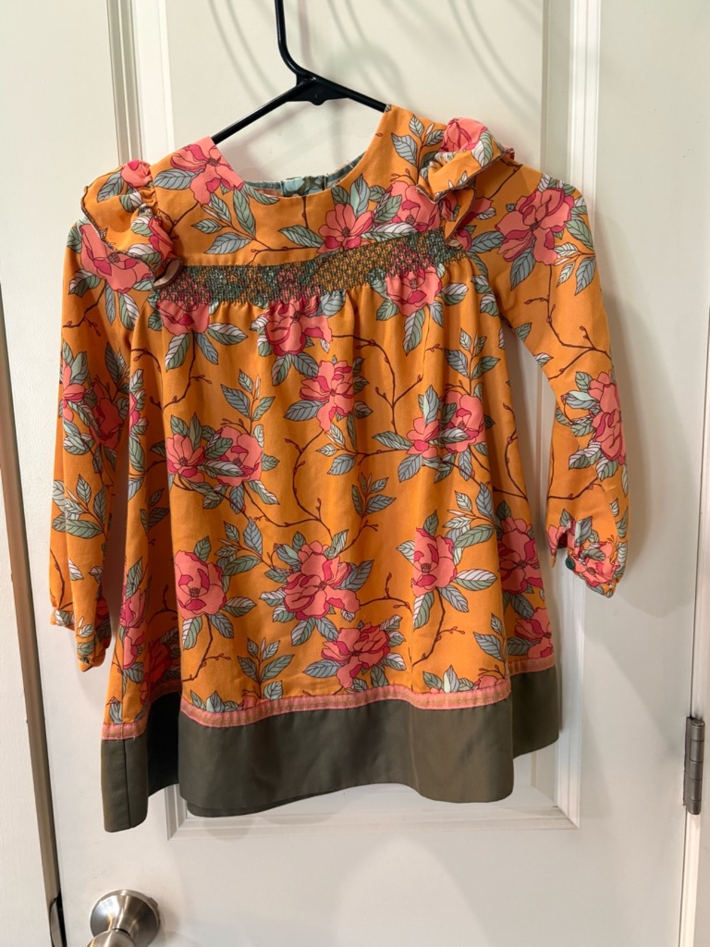 Matilda Jane Mustard Floral Peplum Top with Pink Blooms